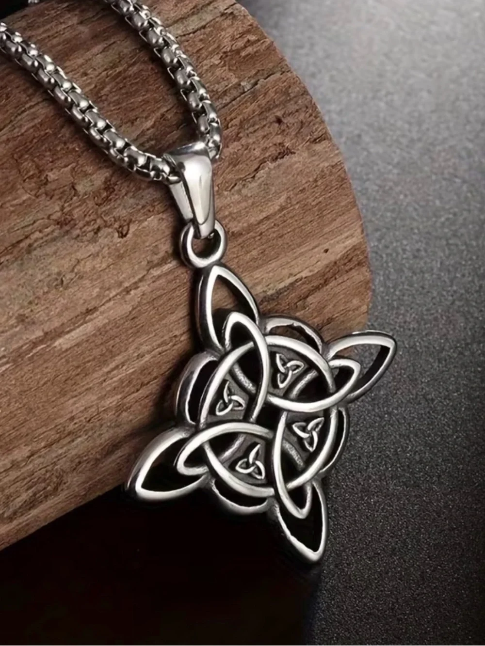 Witch Knot Necklace Viking Celtic Eternal Knot Pendant Men Women Stainless Steel